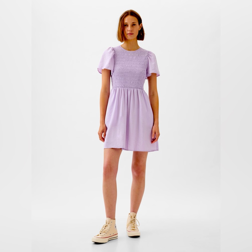 Gap Smocked Mini Dress in Orchid Petal Purple